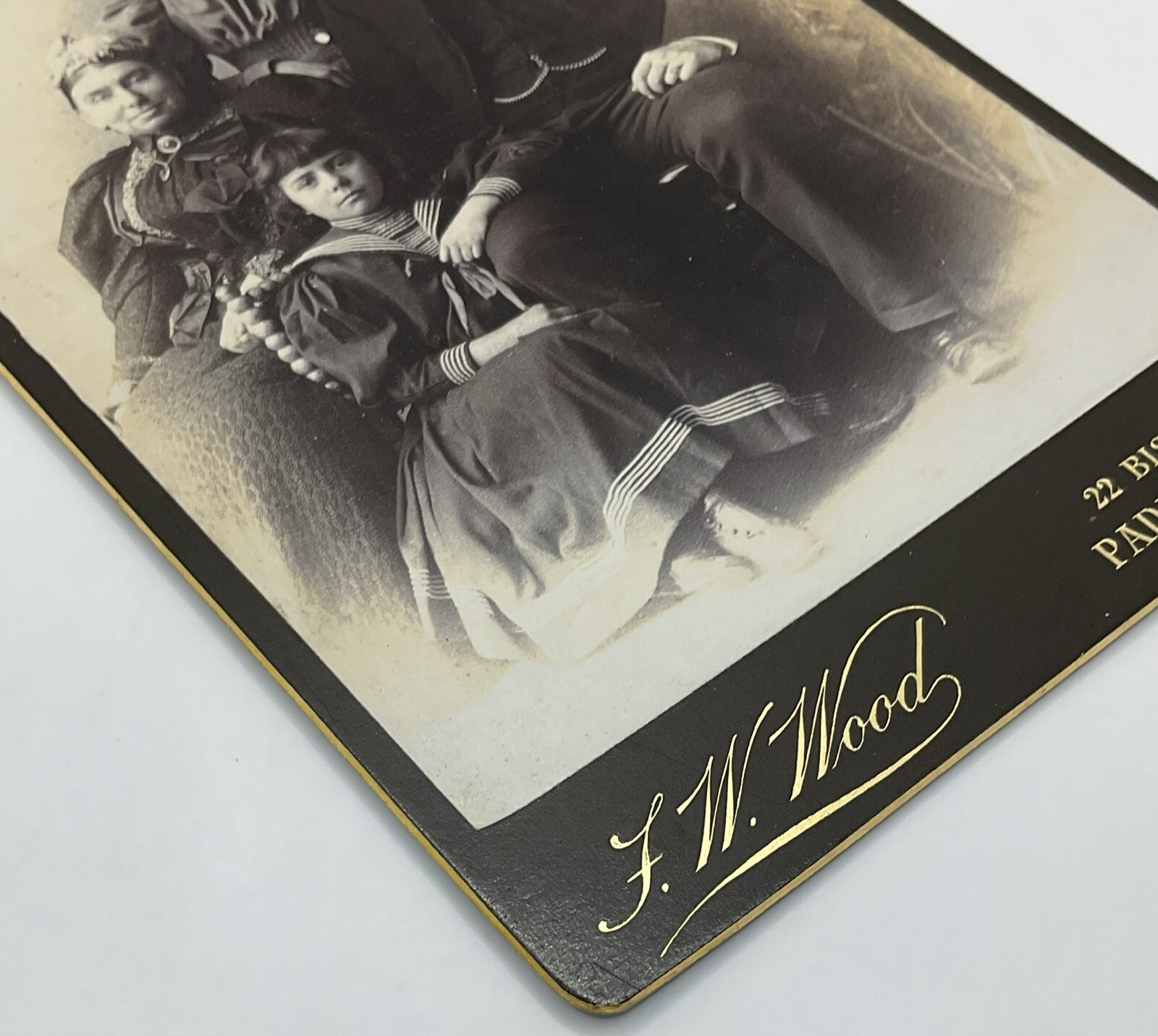 Cabinet Card: Cabinet Card: Man, Woman, and Children, Family Portrait. F W Wood, Paddington: catalogue image 6