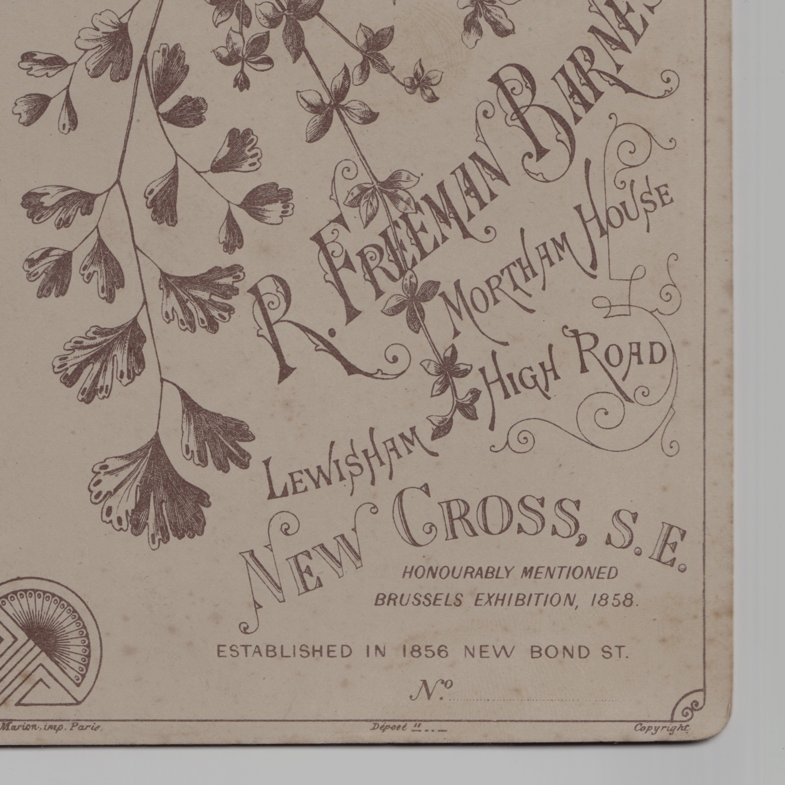 Cabinet Card: Cabinet Card: R. Freeman Barnes Card, New Cross. Bearded Man, Seated.: catalogue image 17