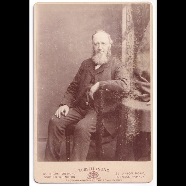 Cabinet Card: Cabinet Card: Seated Man with Beard. Russell & Sons.: catalogue image 1
