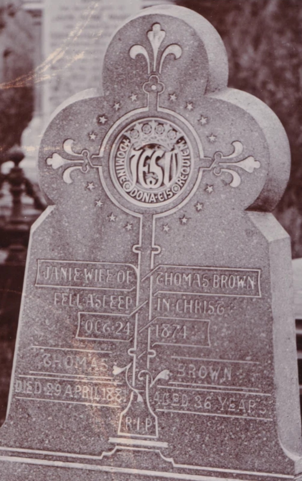 Cabinet Card: Cabinet Card: Sheffield Card. Gravestone for Brown Family Name.: catalogue image 3