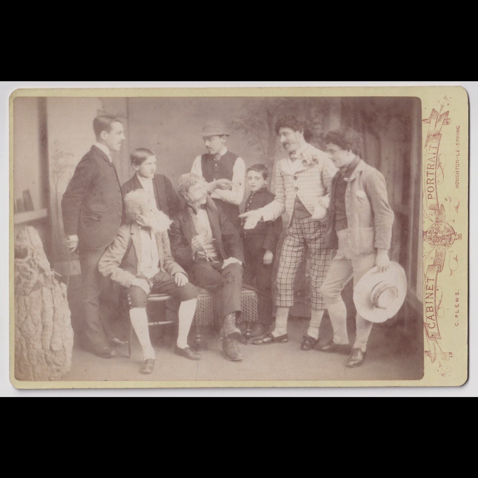Cabinet Card: Cabinet Card: Theatrical Group Scene. C. Plews Card, Houghton Le Spring.: catalogue image 1