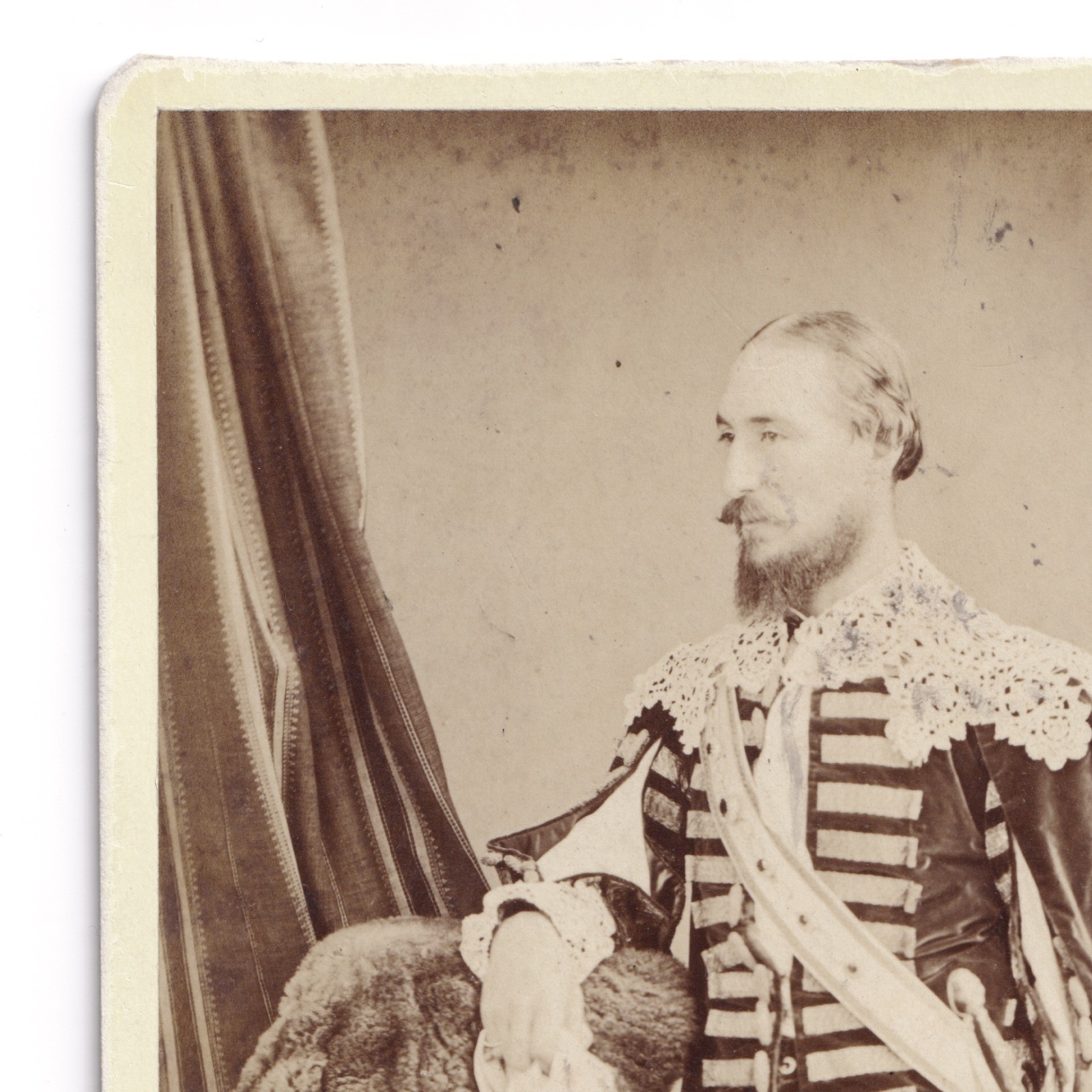Cabinet Card: Cabinet Card: Unidentified Man, Historical Fantasy Dress. Arthur Melhuish Card.: catalogue image 4