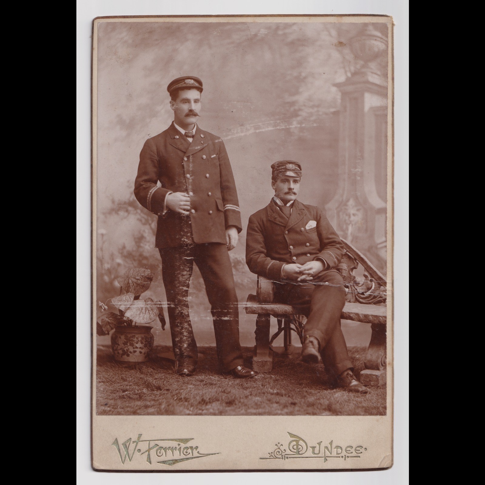 Cabinet Card: Cabinet Card W. Ferrier, Dundee. Men in Uniform. Unidentified. Possibly Shipping: catalogue image 1