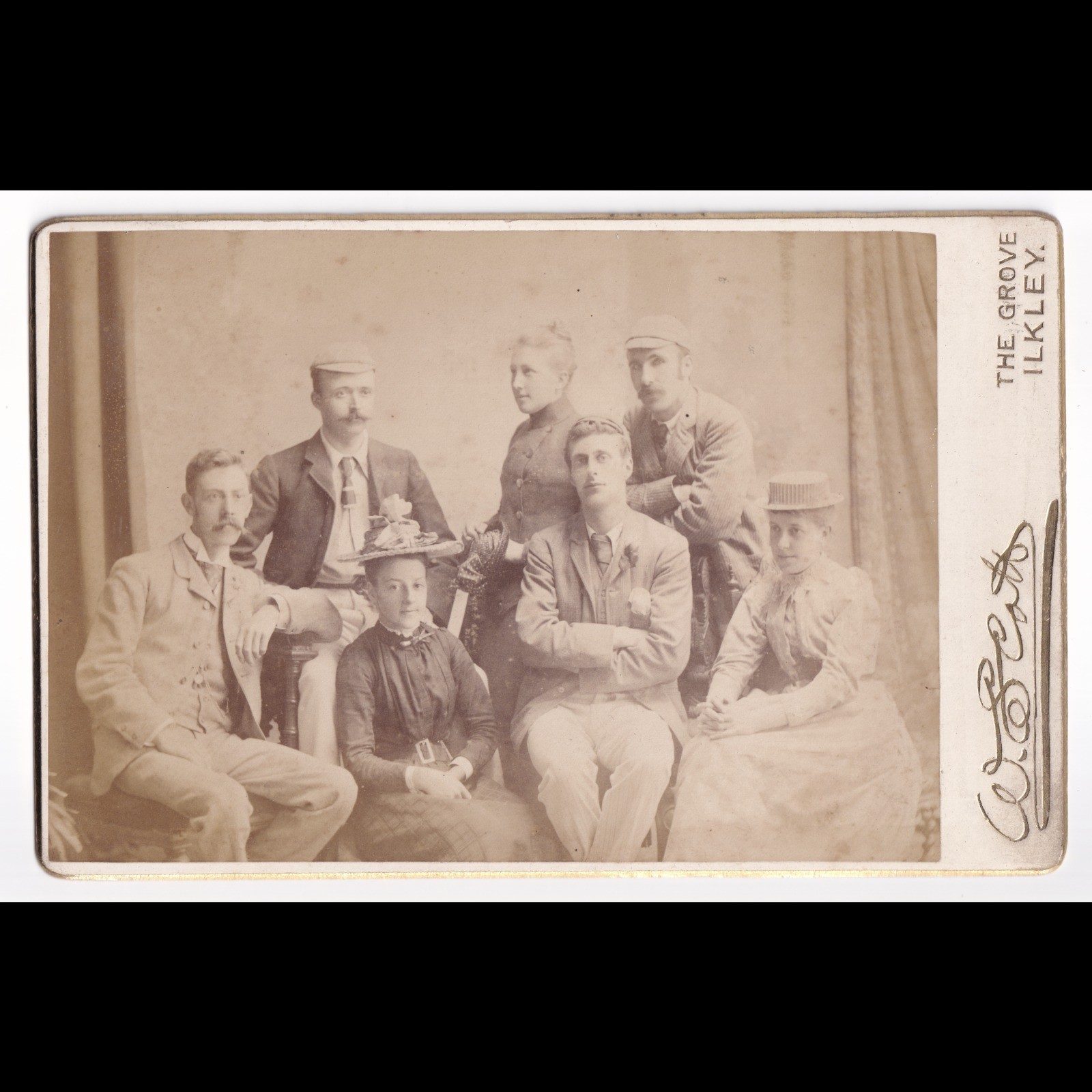 Cabinet Card: Cabinet Card: W. Scott, ILKLEY, The Grove, Group Photograph.: catalogue image 1