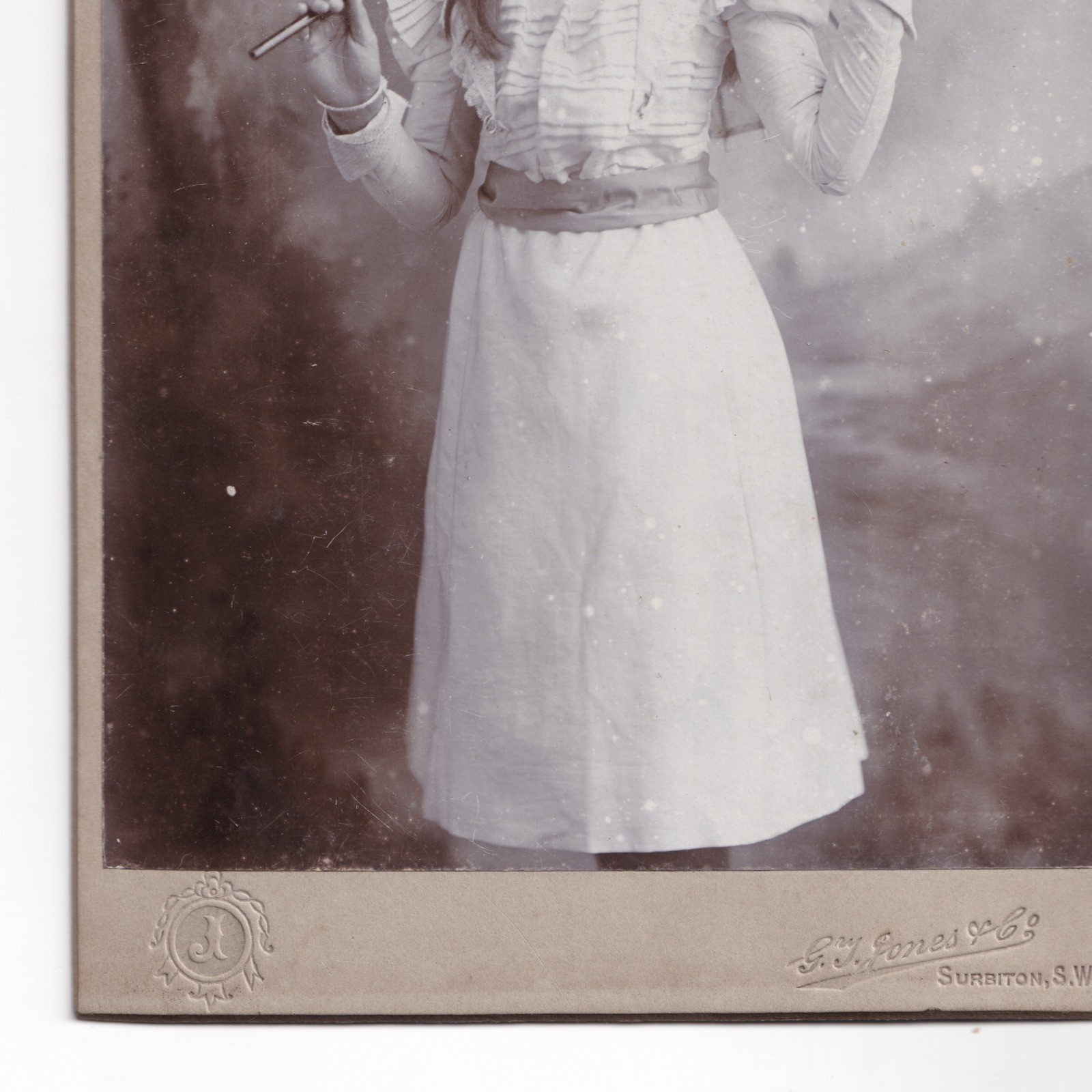 Cabinet Card: Cabinet Card: Young Female, Long Hair, Holding a Parasol. G.T Jones & Co Card.: catalogue image 4