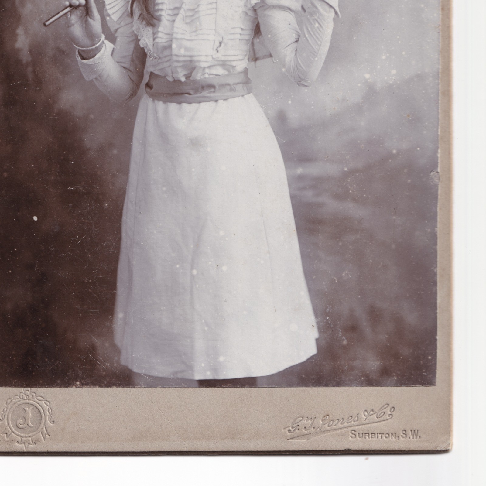 Cabinet Card: Cabinet Card: Young Female, Long Hair, Holding a Parasol. G.T Jones & Co Card.: catalogue image 5