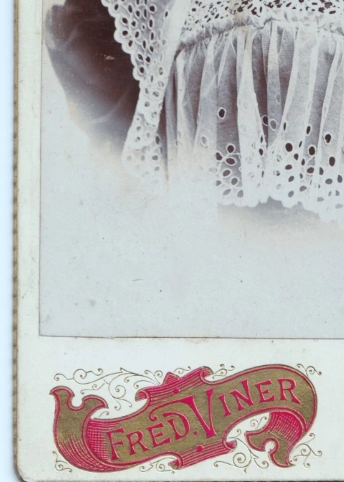 Cabinet Card: Cabinet Card: Young Woman Wearing Lace. Fred Viner Card, Southwark Park Road.: catalogue image 5