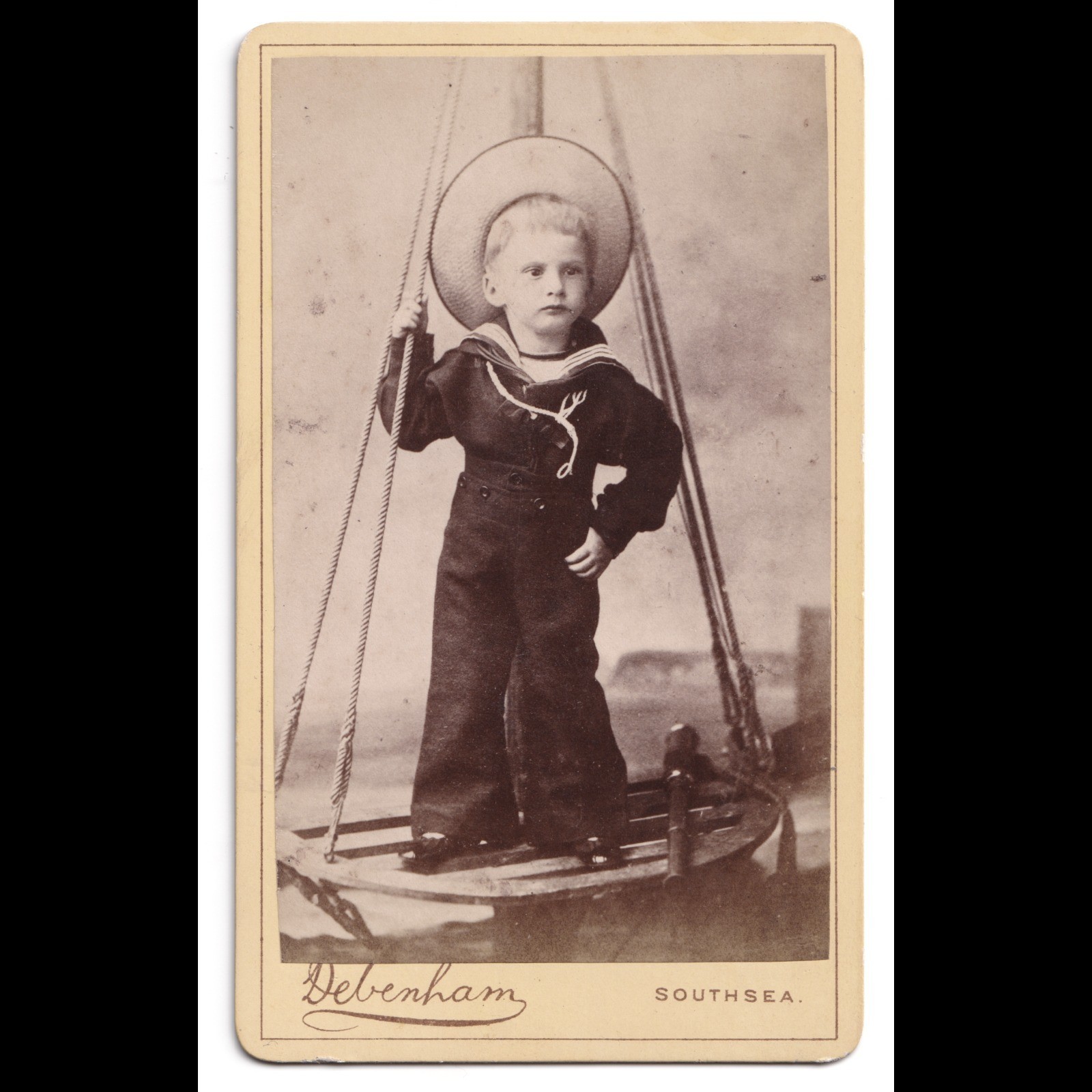 CDV: CDV, Child in Sailor Uniform. Debenham & Co Card, Southsea.: catalogue image 1