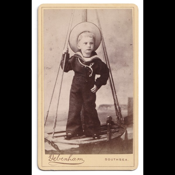 CDV: CDV, Child in Sailor Uniform. Debenham & Co Card, Southsea.: catalogue image 1