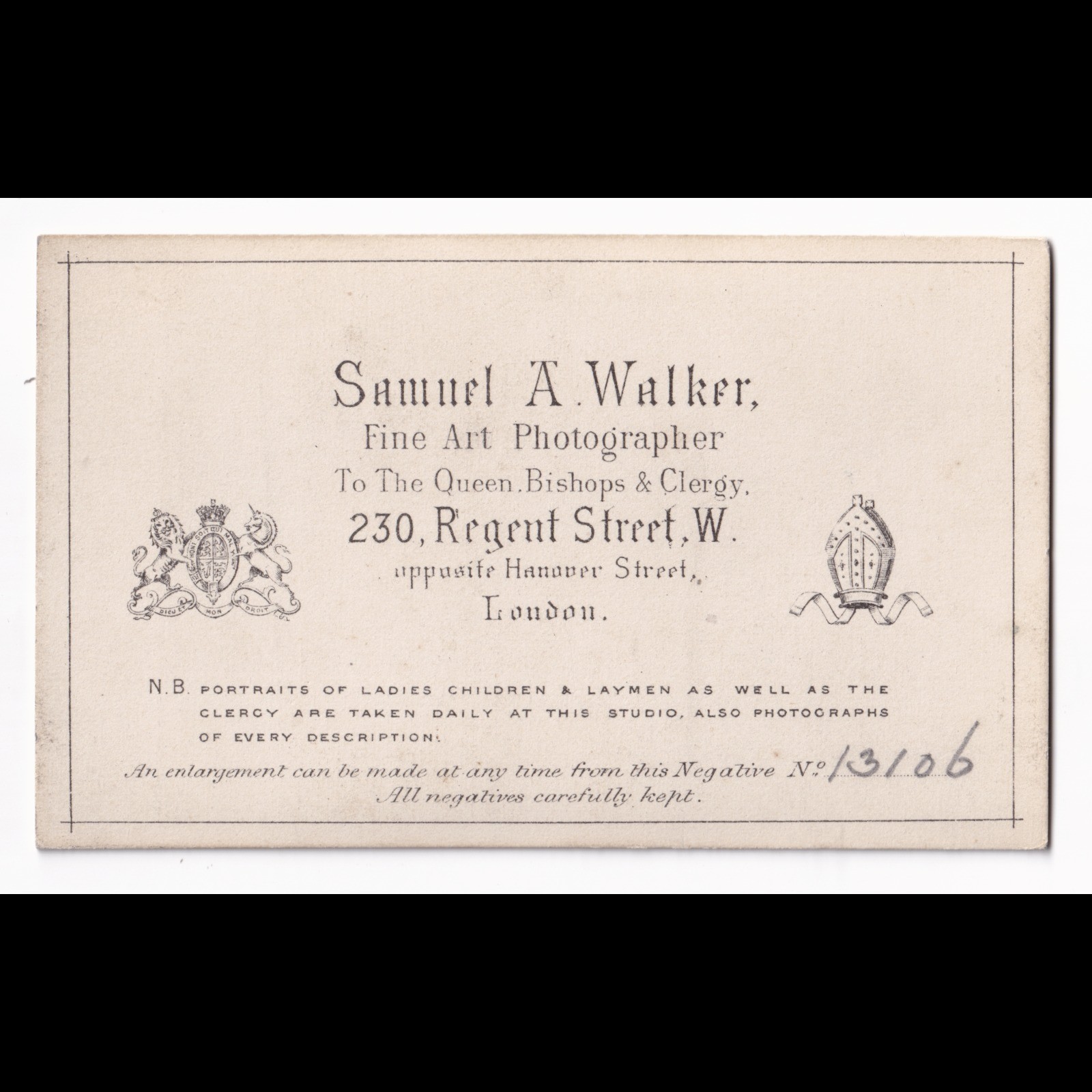 CDV: CDV, Clergyman or Religious Man with Woman. Samuel A. Walker Card. London. 13106: catalogue image 4