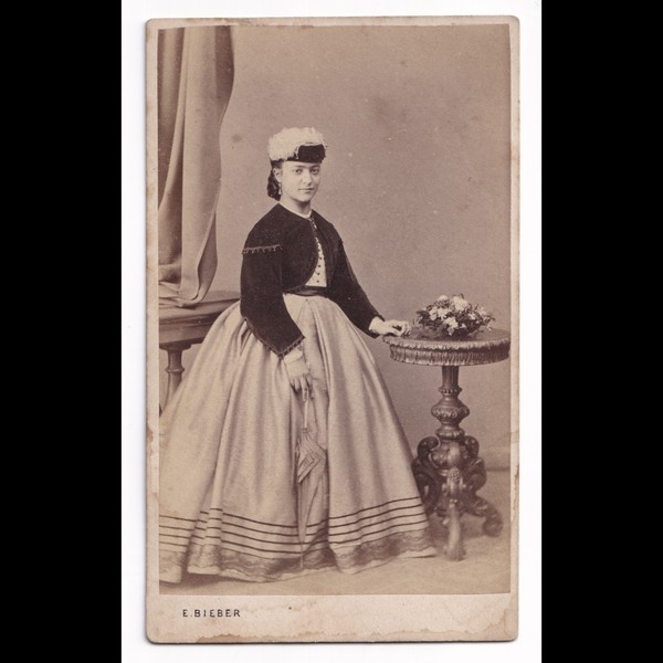 CDV: CDV: E. Bieber Card, Hamburg. Young Woman, Possibly Named. Dated 1868.: E. Bieber, Hamburg, 1868: catalogue image 1