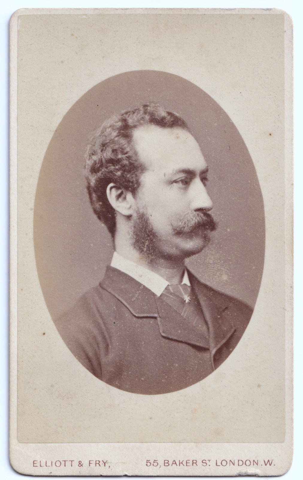 CDV: CDV, Elliott & Fry, Man with Curly Hair, Moustache, Mutton Chops, Numbered 93295: catalogue image 1