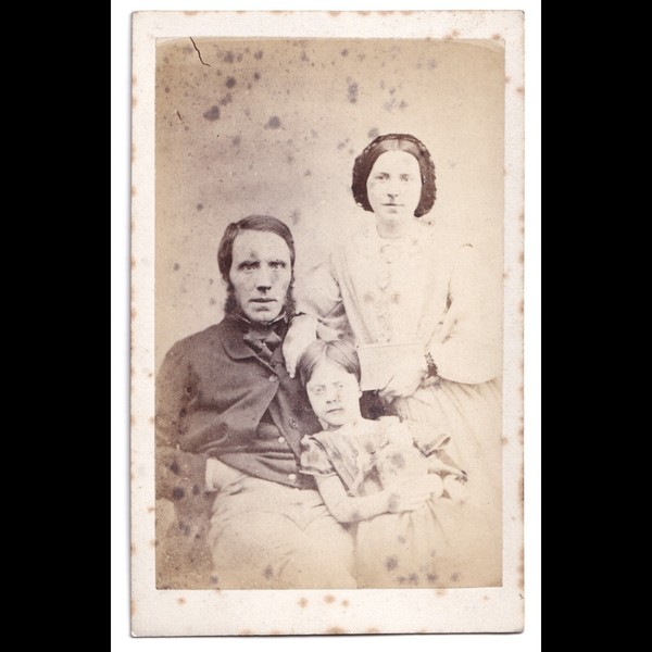 CDV: CDV: F. Barber, Sheffield Card. Bearded Man with Woman and Child.: F. Barber, Sheffield, Yorkshire: catalogue image 1