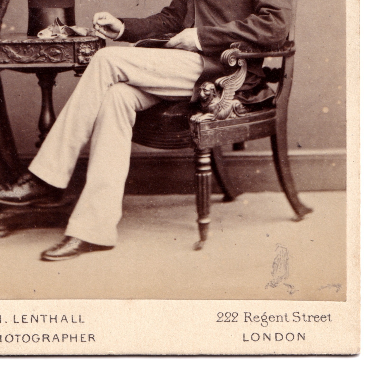 CDV: CDV, H. Lenthall Card, London. Man Seated on Ornate Chair Next to Table.: catalogue image 6