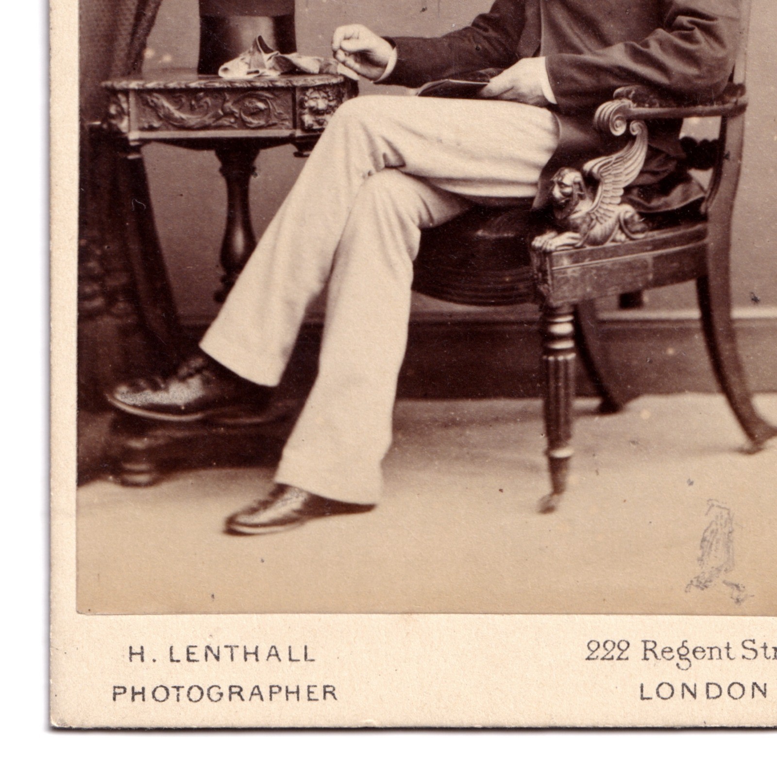 CDV: CDV, H. Lenthall Card, London. Man Seated on Ornate Chair Next to Table.: catalogue image 7