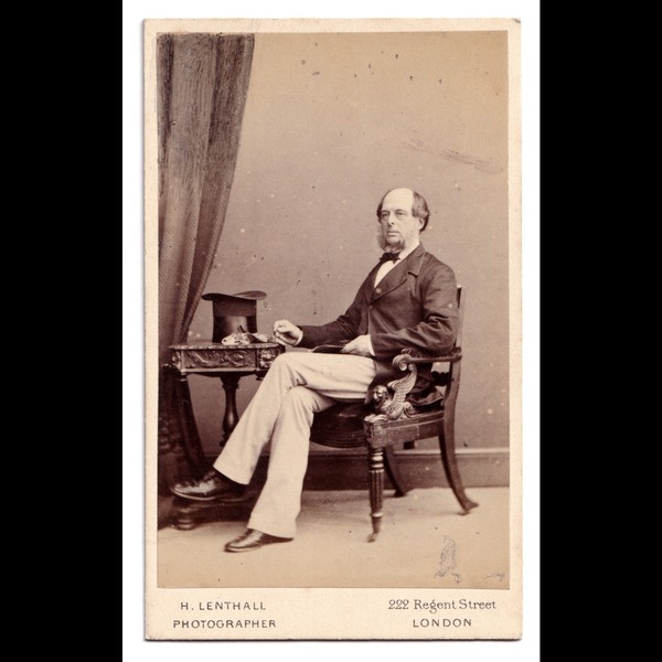 CDV: CDV, H. Lenthall Card, London. Man Seated on Ornate Chair Next to Table.: catalogue image 1
