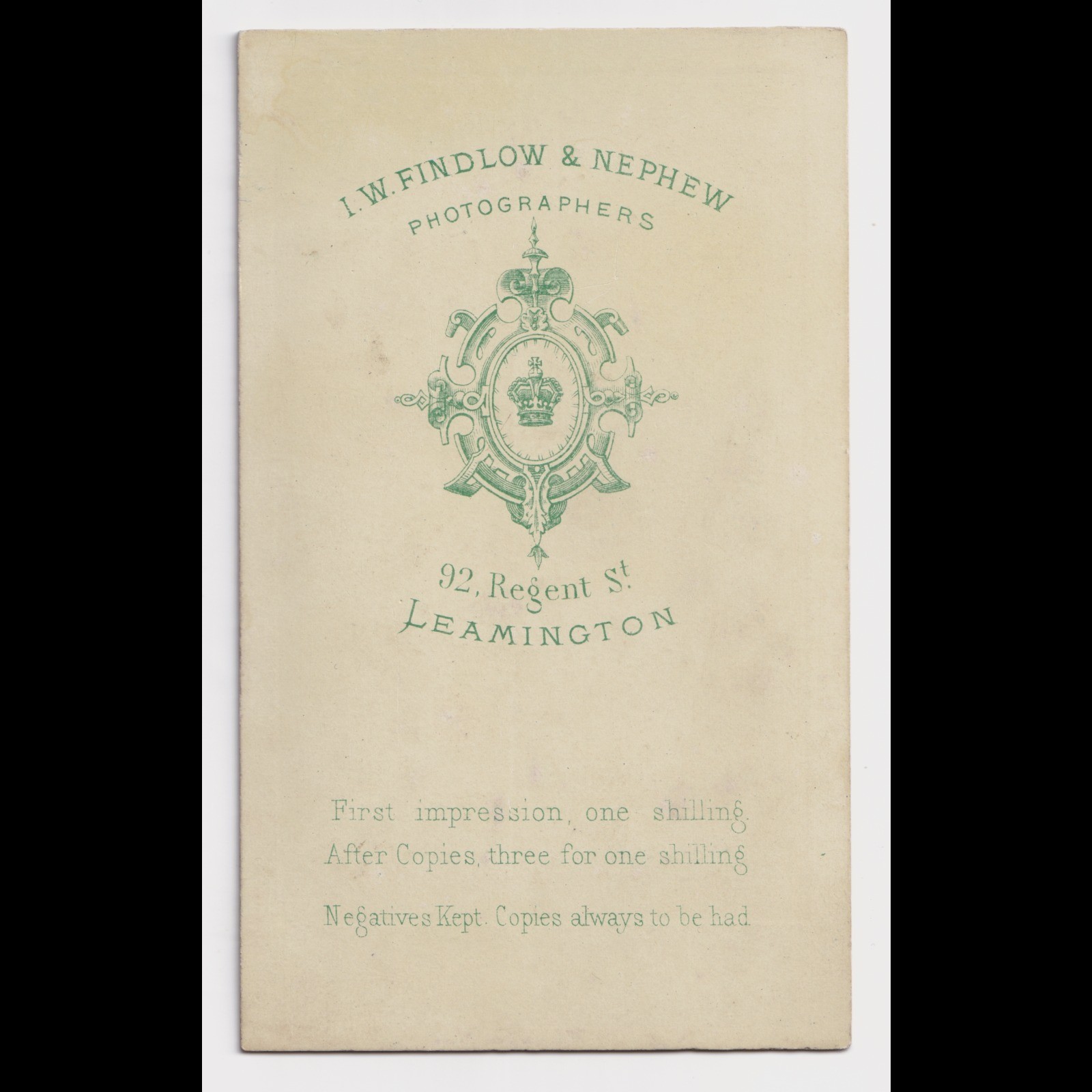 CDV: CDV: I.W. Findlow & Nephew, Leamington. Seated Woman.: catalogue image 10