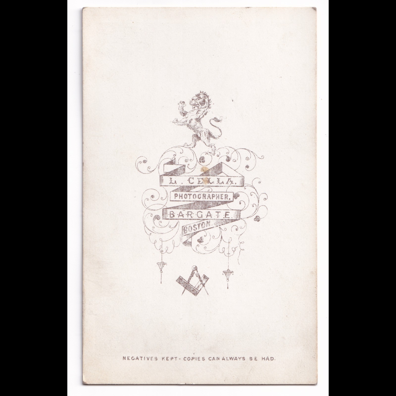 CDV: CDV: L. CELLA. Bargate, Boston. Seated Man with Beard.: catalogue image 13