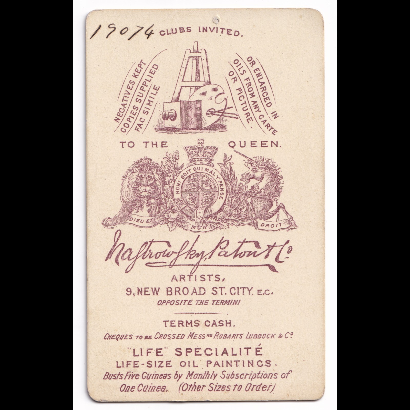 CDV: CDV: Man with Beard, Nastrowsky, Paton & Co Card.: catalogue image 2