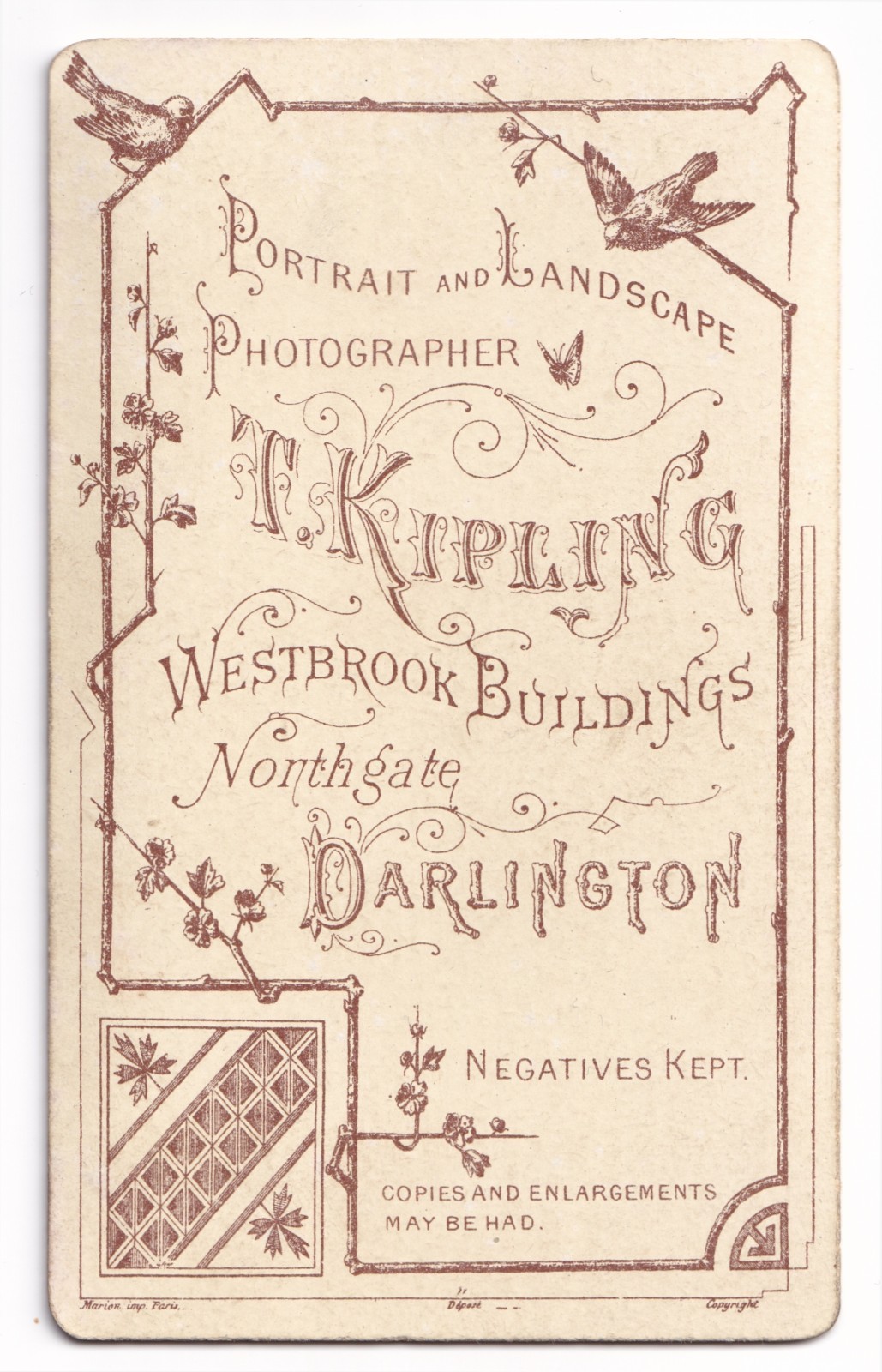 CDV: CDV: Portrait of a Young Woman Holding Photograph Album. T. Kipling, Darlington.: catalogue image 2