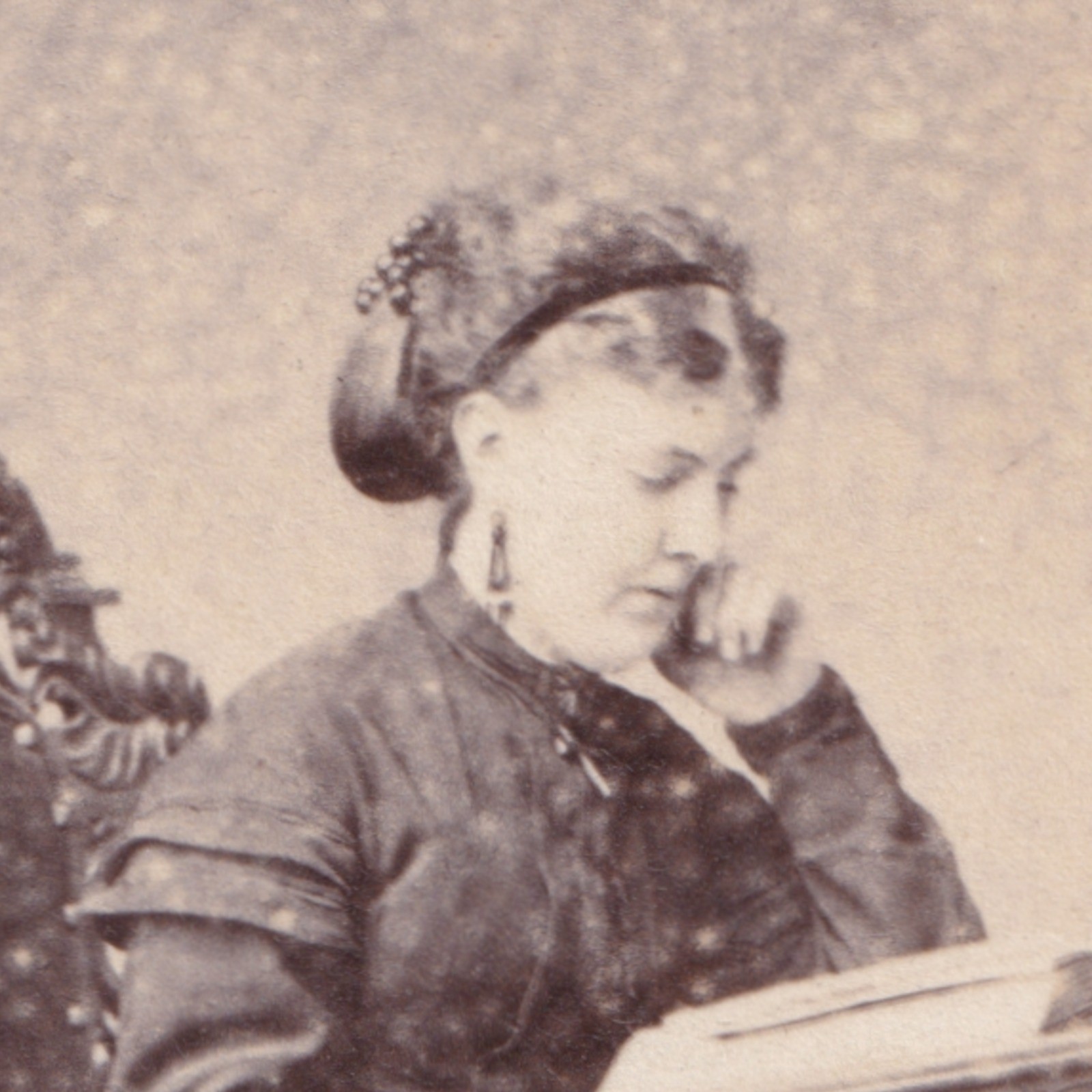 CDV: CDV: Thomas Ayers Card, Yarmouth. Seated Woman, Full Dress, Reading. Ornate Desk: catalogue image 2