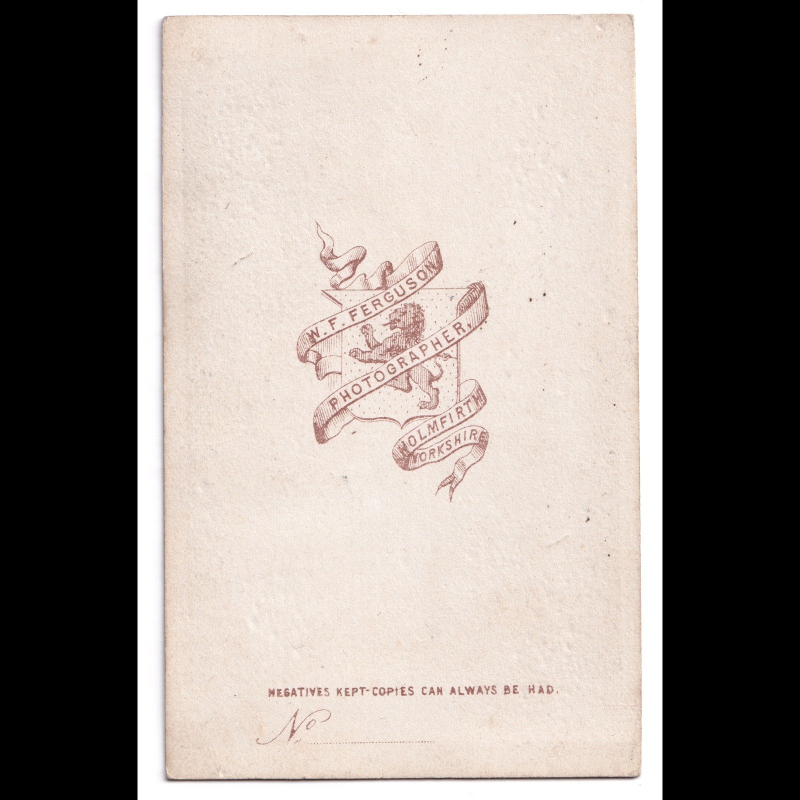 CDV: CDV: W.F. Ferguson Card, Holmfirth, Yorkshire. Seated Man with Beard.: catalogue image 12