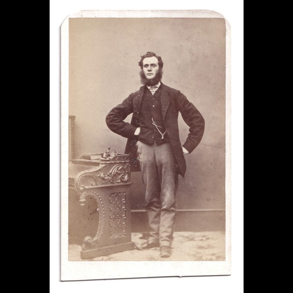 CDV: CDV: W. Nichols & Sons Card, Cambridge. Smart Man, Bushy Mutton Chops Beard.: catalogue image 1