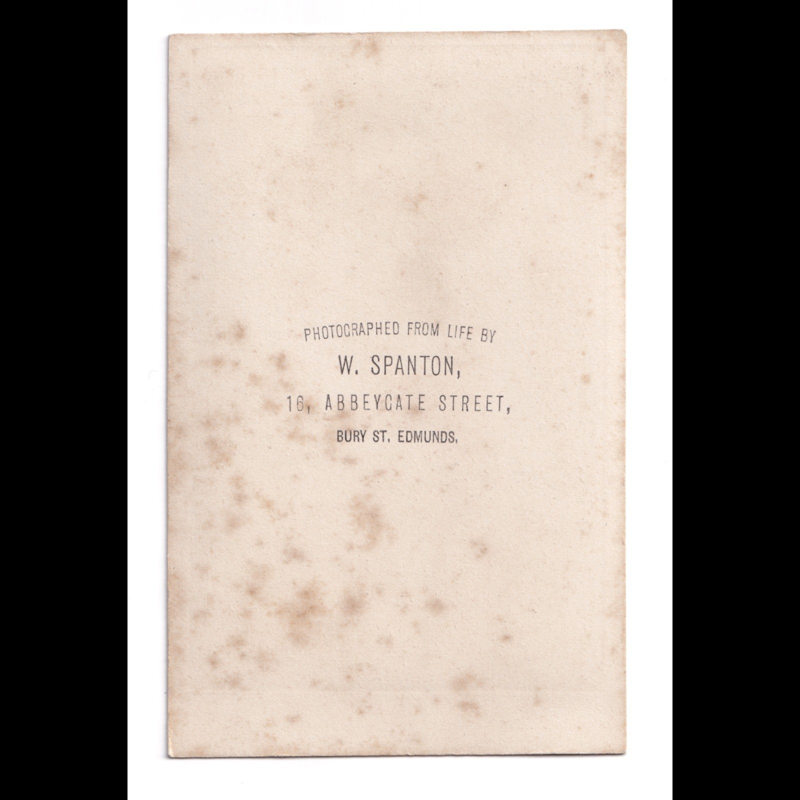 CDV: CDV: W. Spanton Card, Bury St Edmunds. Older Seated Man. Smartly Dressed.: catalogue image 3