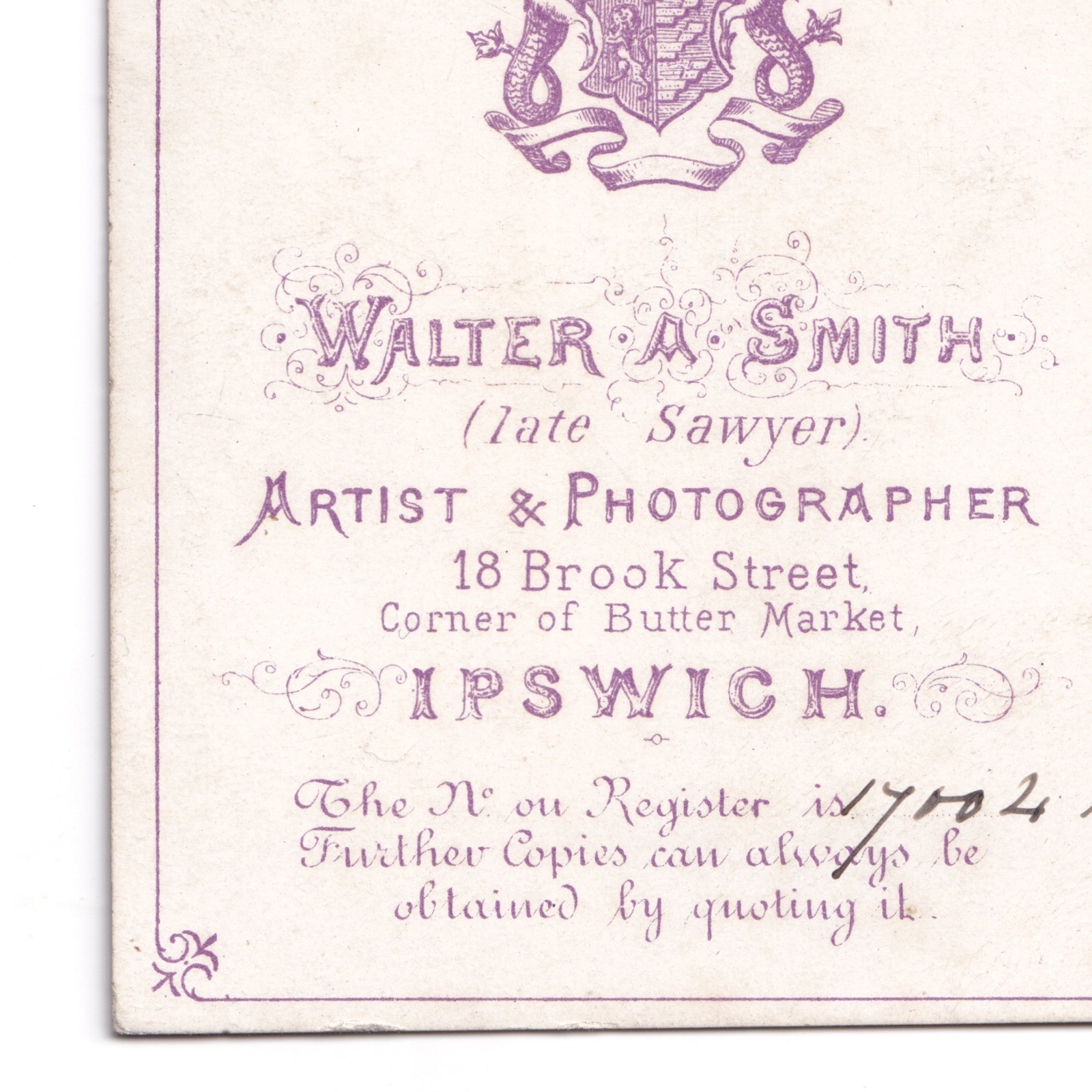 CDV: CDV: Walter Smith Card, Ipswich. Man sat at Desk.: catalogue image 16