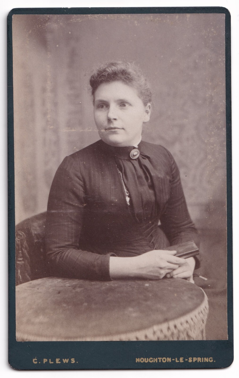 CDV: CDV: Woman Holding Small Book. C. Plews, Houghton Le Spring Card.: catalogue image 1