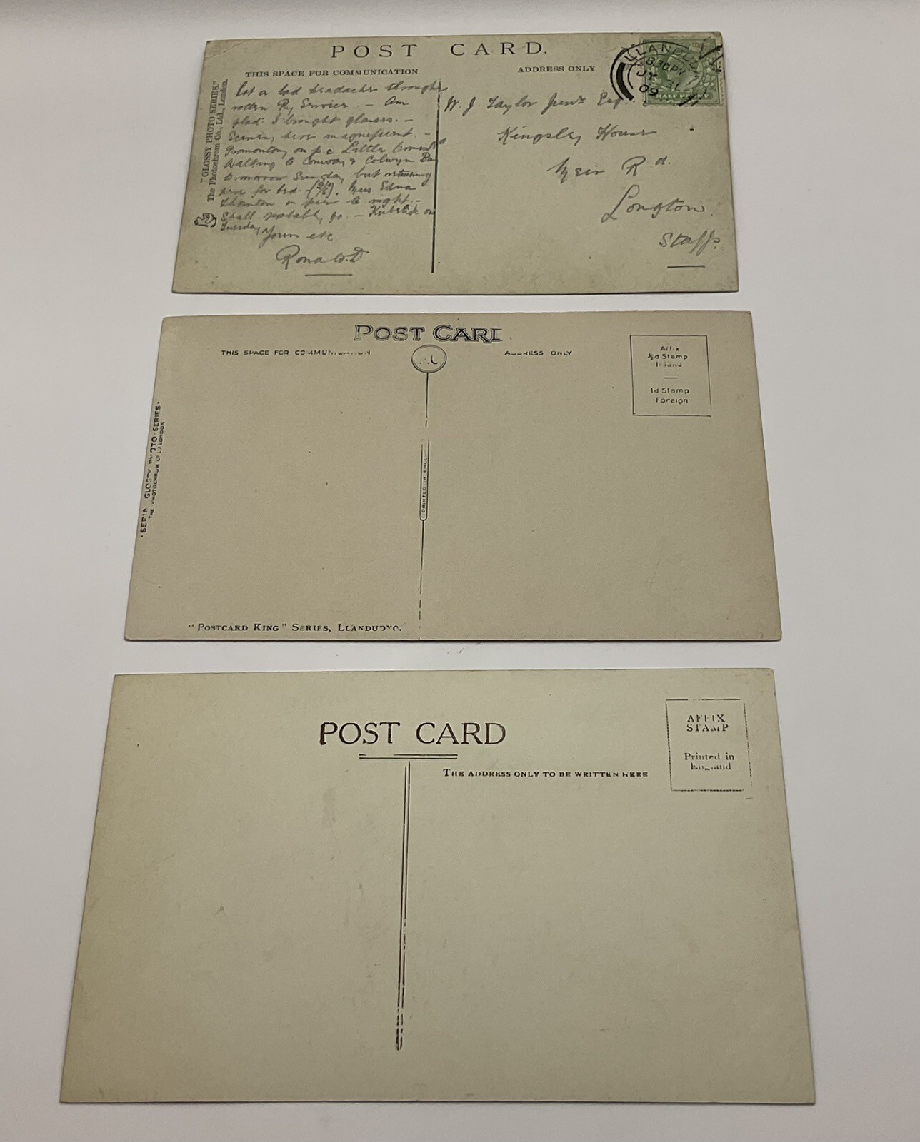 Postcard: 3 Postcards, Llandudno Views, Real Photographs. Pier, Promenade etc.: catalogue image 5
