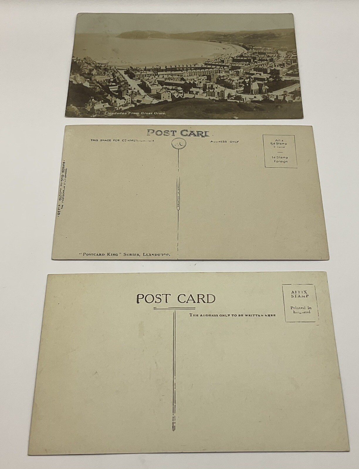 Postcard: 3 Postcards, Llandudno Views, Real Photographs. Pier, Promenade etc.: catalogue image 6