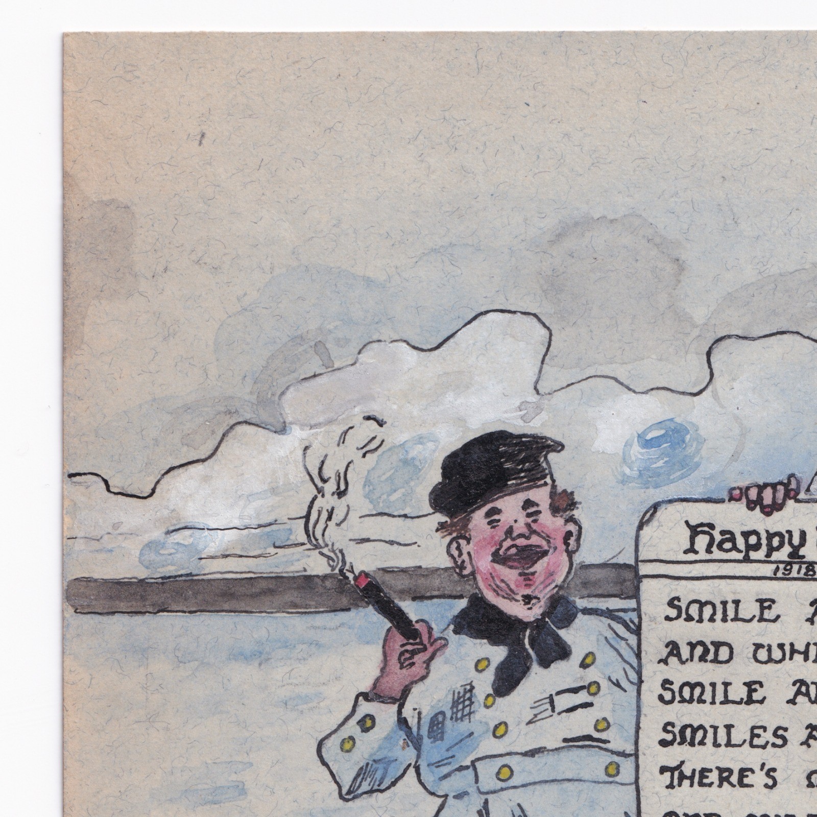 Ephemera: Old Illustration, Happy Times 1918, Smile Awhile, Cartoon of a Dutch-Style Man: catalogue image 4