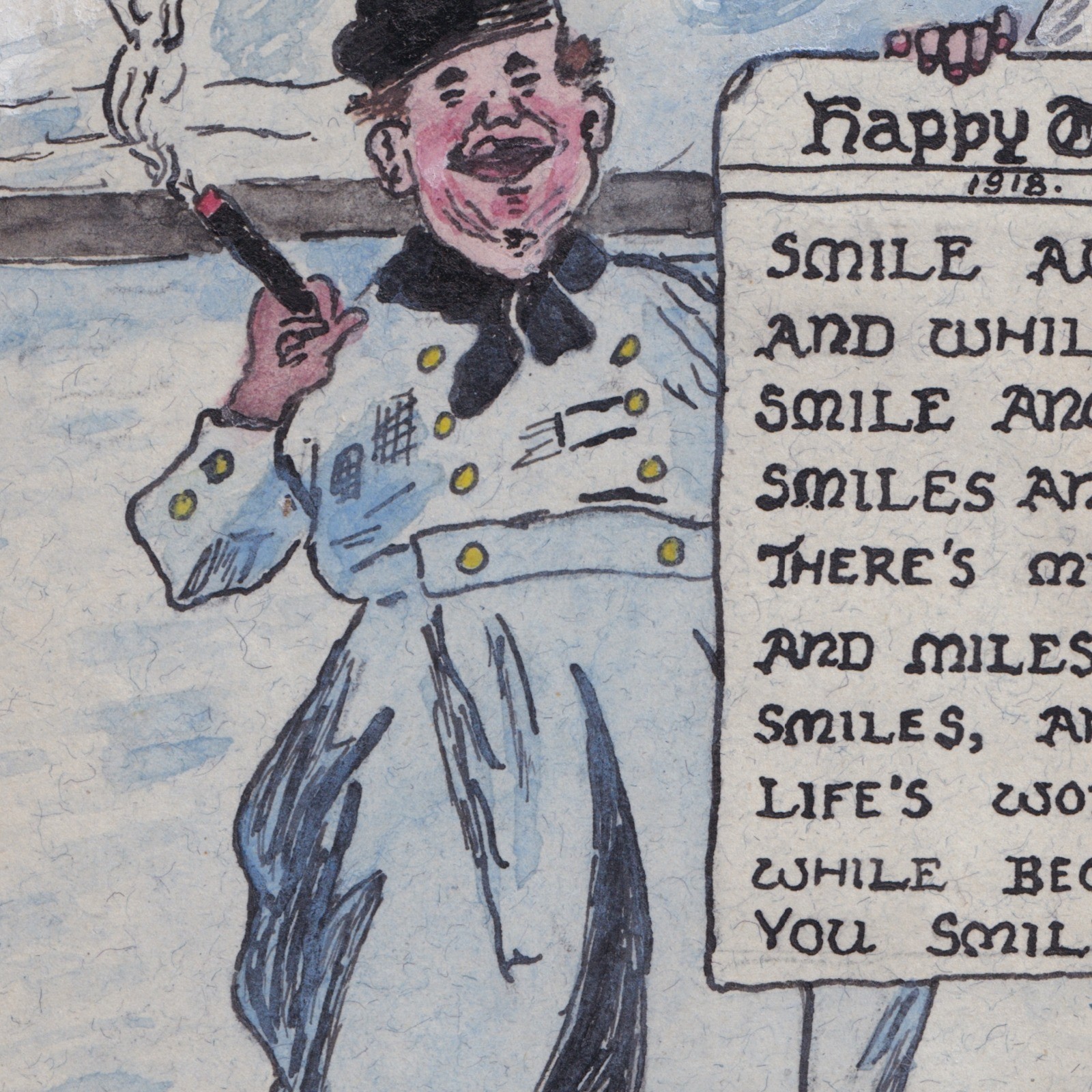Ephemera: Old Illustration, Happy Times 1918, Smile Awhile, Cartoon of a Dutch-Style Man: catalogue image 9