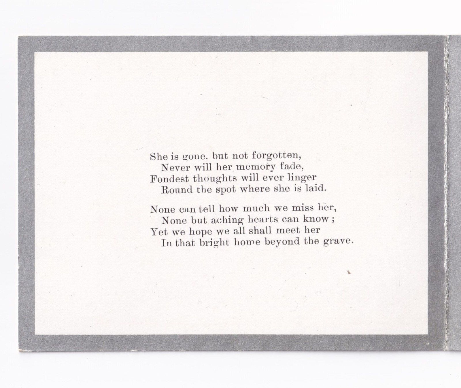 Ephemera: Memorial Card, Sarah Elizabeth 1899, Daughter of Frederick, Selina Hatcliffe.: catalogue image 3