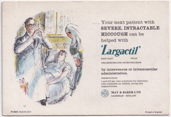 Ephemera: Vintage Pharmaceutical Blotter Card: Largactil. May & Baker Ltd.: catalogue image 1