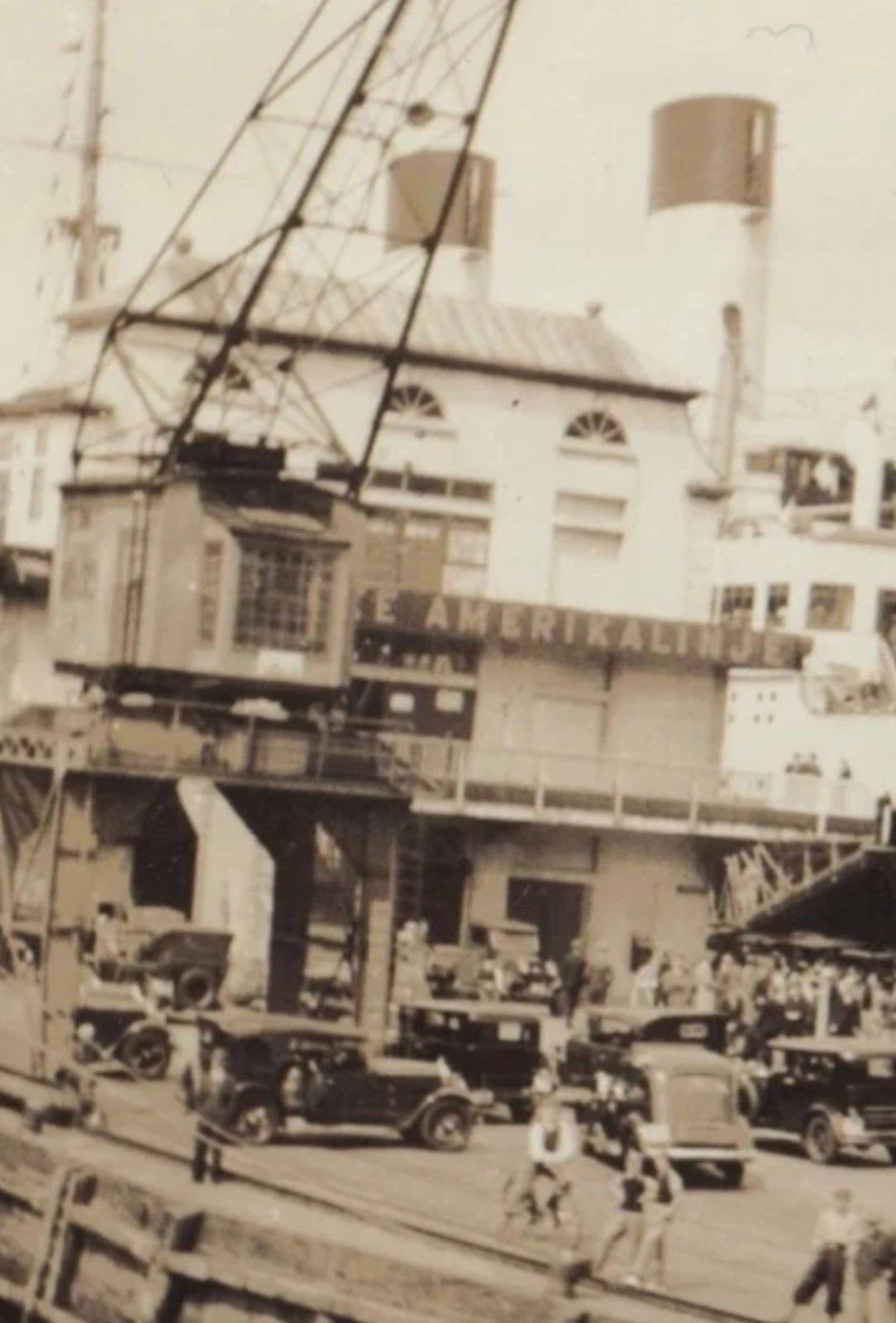 Photograph: Old Photograph, Dock Scene with Ship Monte Pascoal and Period Automobiles.: catalogue image 7