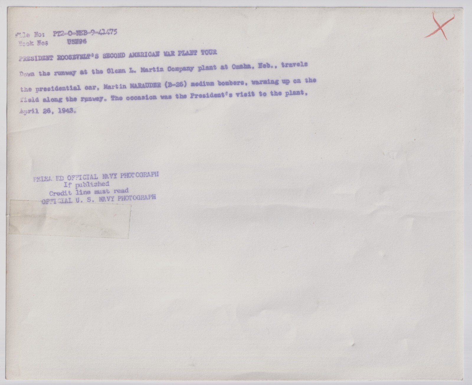Photograph: Photograph President Roosevelt & Car, Glenn L. Martin Plant, 1943: catalogue image 3