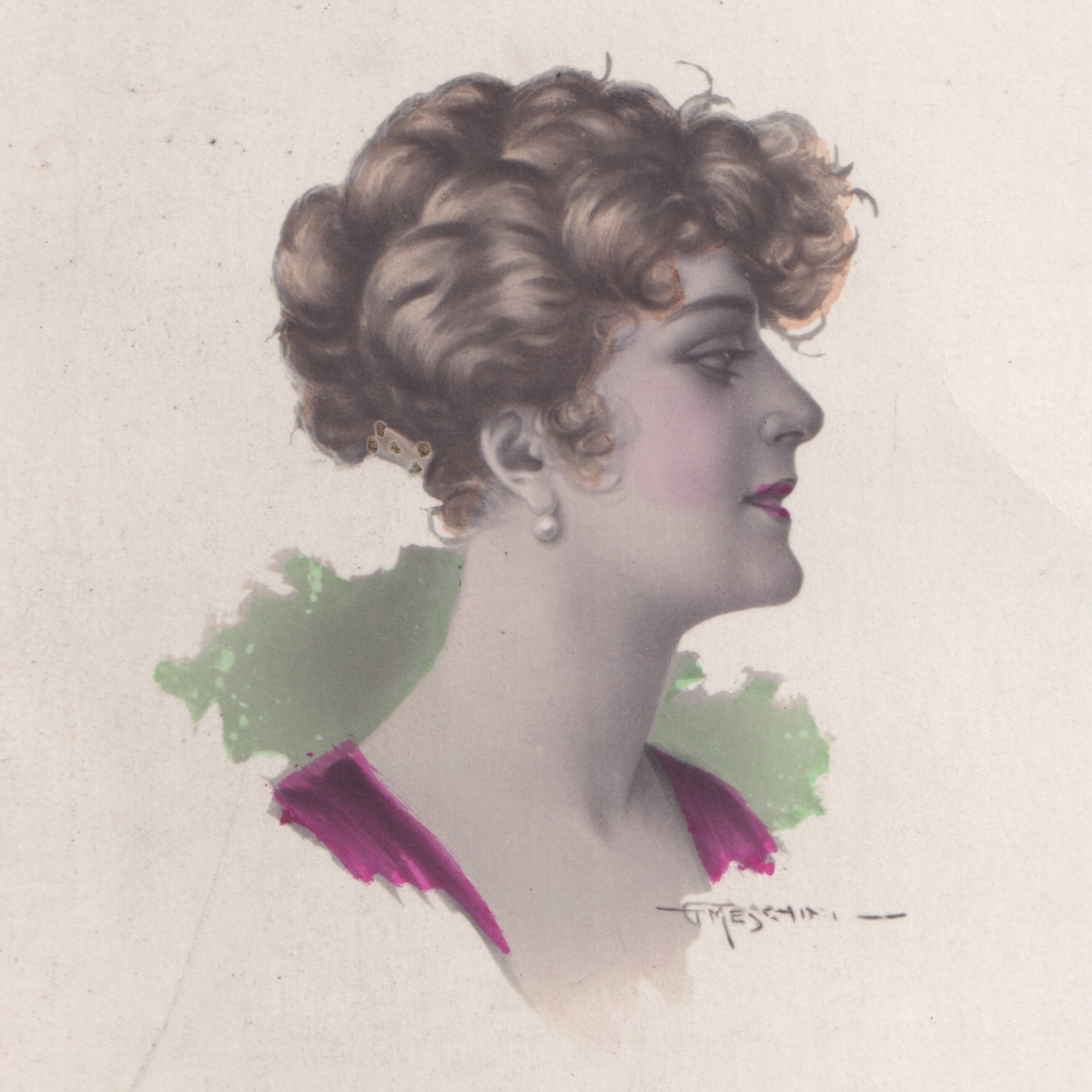 Postcard: Postcards X 2: Stylized Female Portraits, G. Meschini.: catalogue image 3
