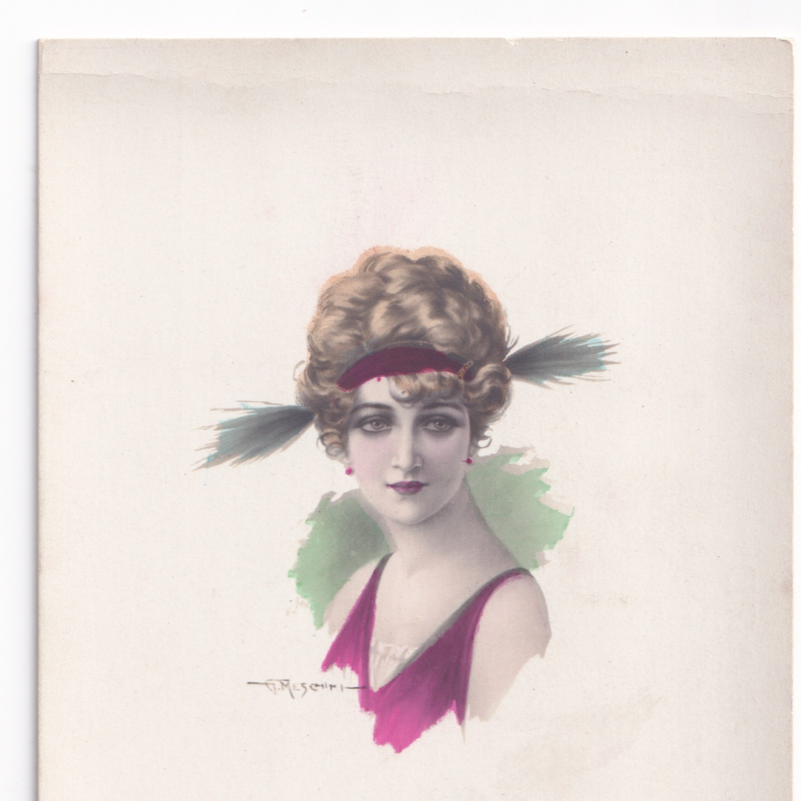 Postcard: Postcards X 2: Stylized Female Portraits, G. Meschini.: catalogue image 4