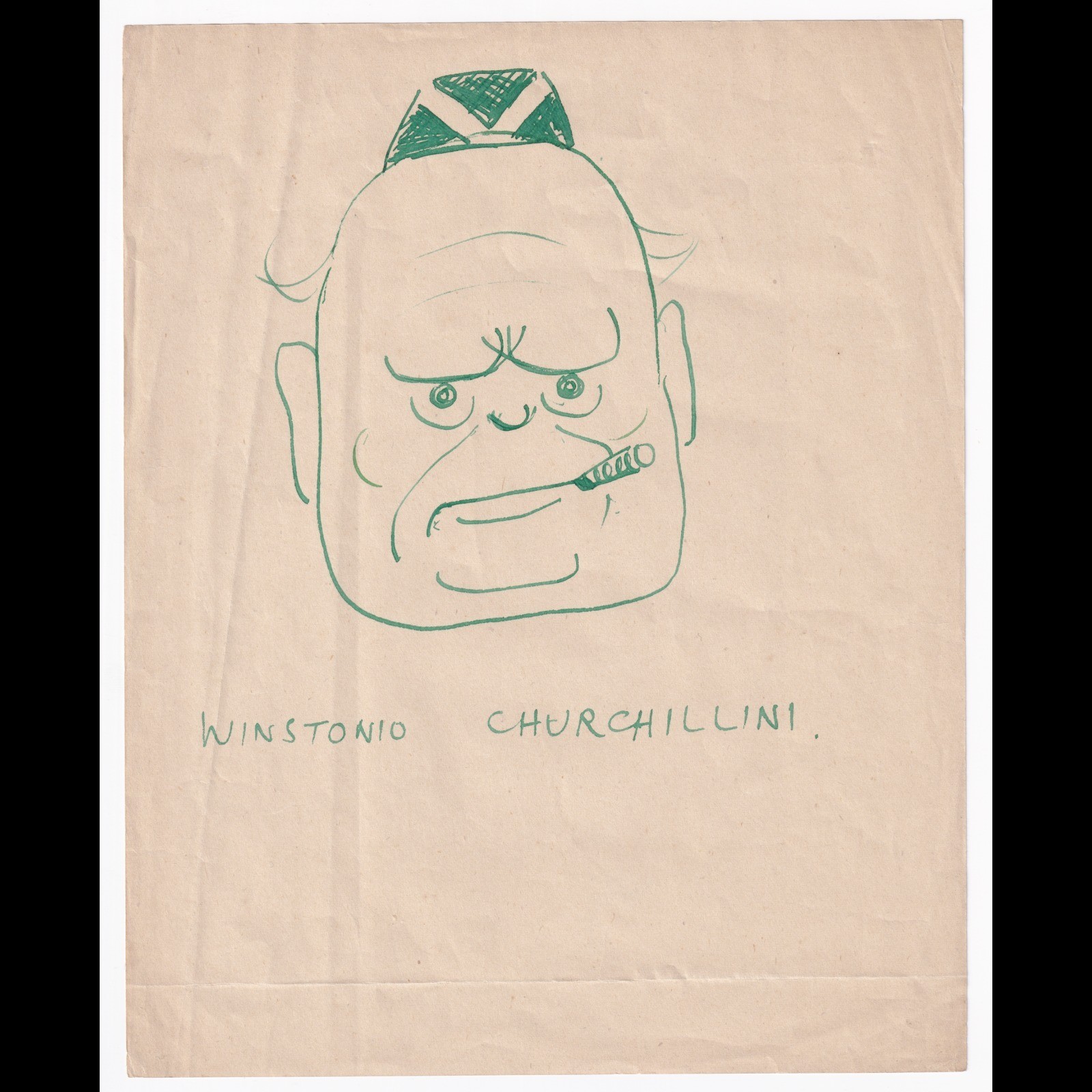 Ephemera: Winston Churchill Caricature Sketch “Winstonio Churchillini”: catalogue image 1