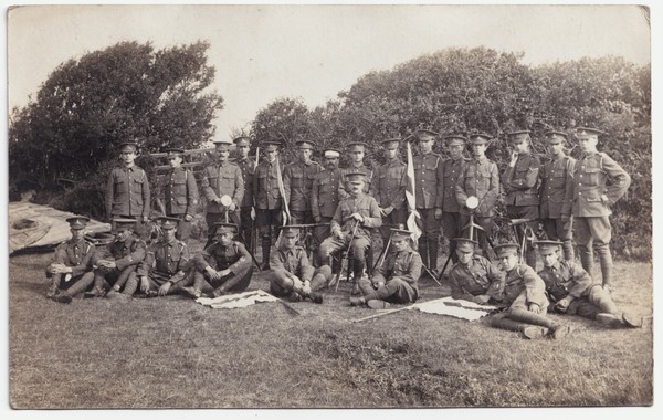 Postcard: Military Postcard, Large Group of Men in Uniform. Braunton Noted on Rear. 08/11: catalogue image 1