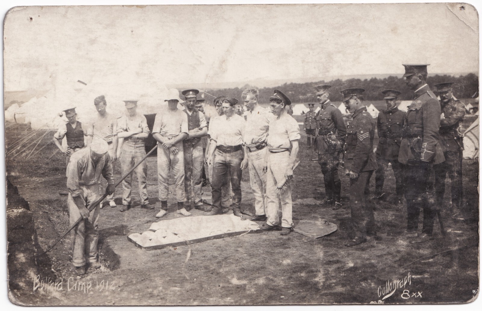 Postcard: Military Postcard, Soldiers at Bulford Camp, 1912, Real Photograph.: catalogue image 1