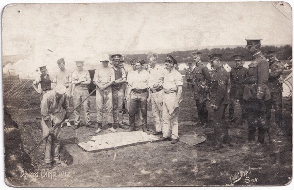Postcard: Military Postcard, Soldiers at Bulford Camp, 1912, Real Photograph.: catalogue image 1