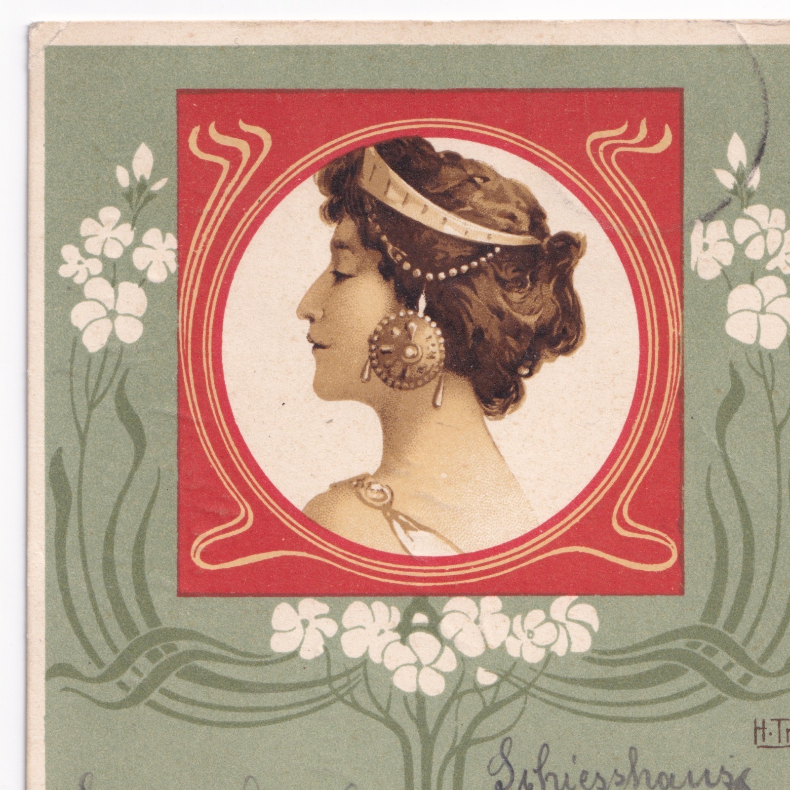 Postcard: Postcard: Art Nouveau, Beautiful Profile Portrait of a Woman. H.Tr - K. & B-D: catalogue image 5