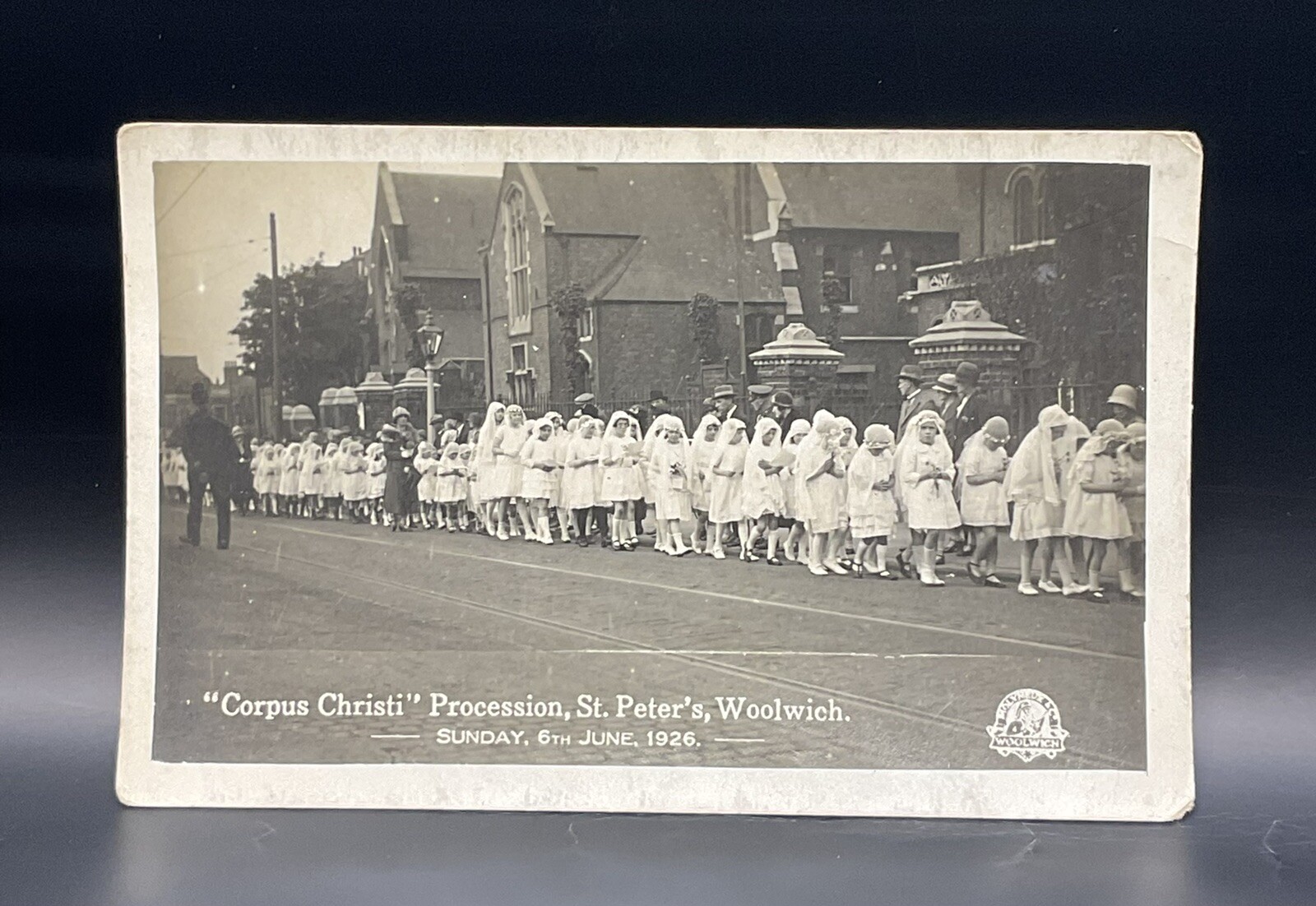 Postcard: Postcard, Corpus Christi Procession St Peter’s, Woolwich, 1926, Real Photo.: catalogue image 1