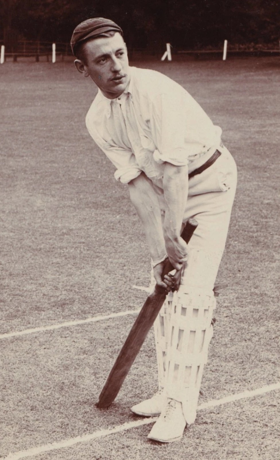 Postcard: Postcard, Cricket Player in Kit on Field waiting to Bat. Real Photograph.: catalogue image 3