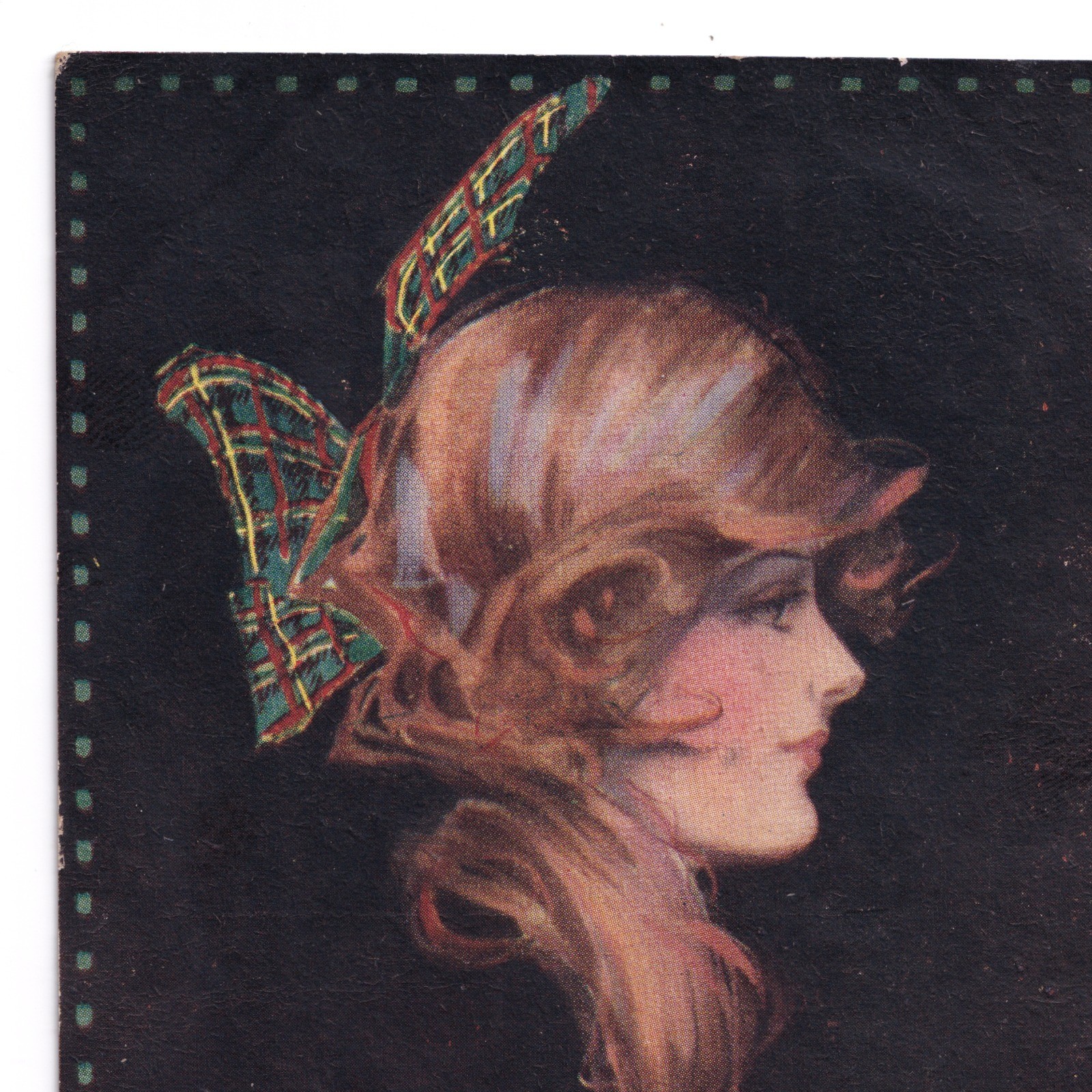 Postcard: Postcard: Glamourous Art Portrait of a Woman with Tartan Bow, Title, SANDIE, 641: catalogue image 2