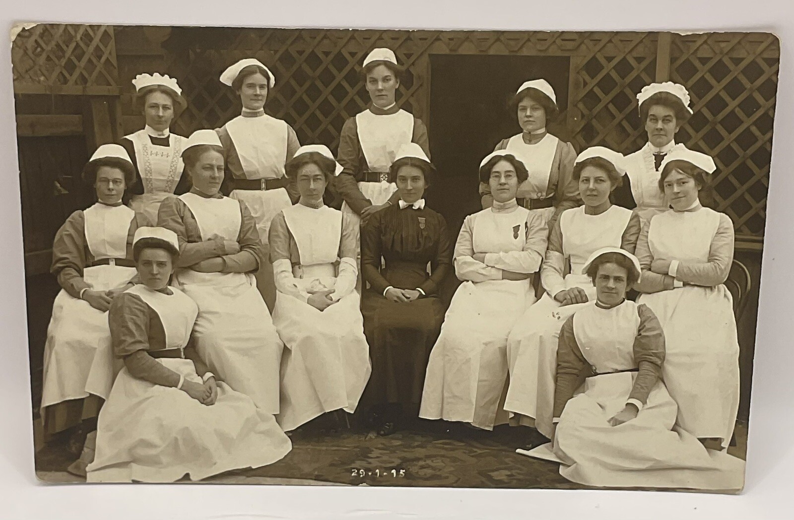 Postcard: Old Postcard, Group Of Nurses, Dated 1915. Real Photograph, A.J Hilder.: catalogue image 1