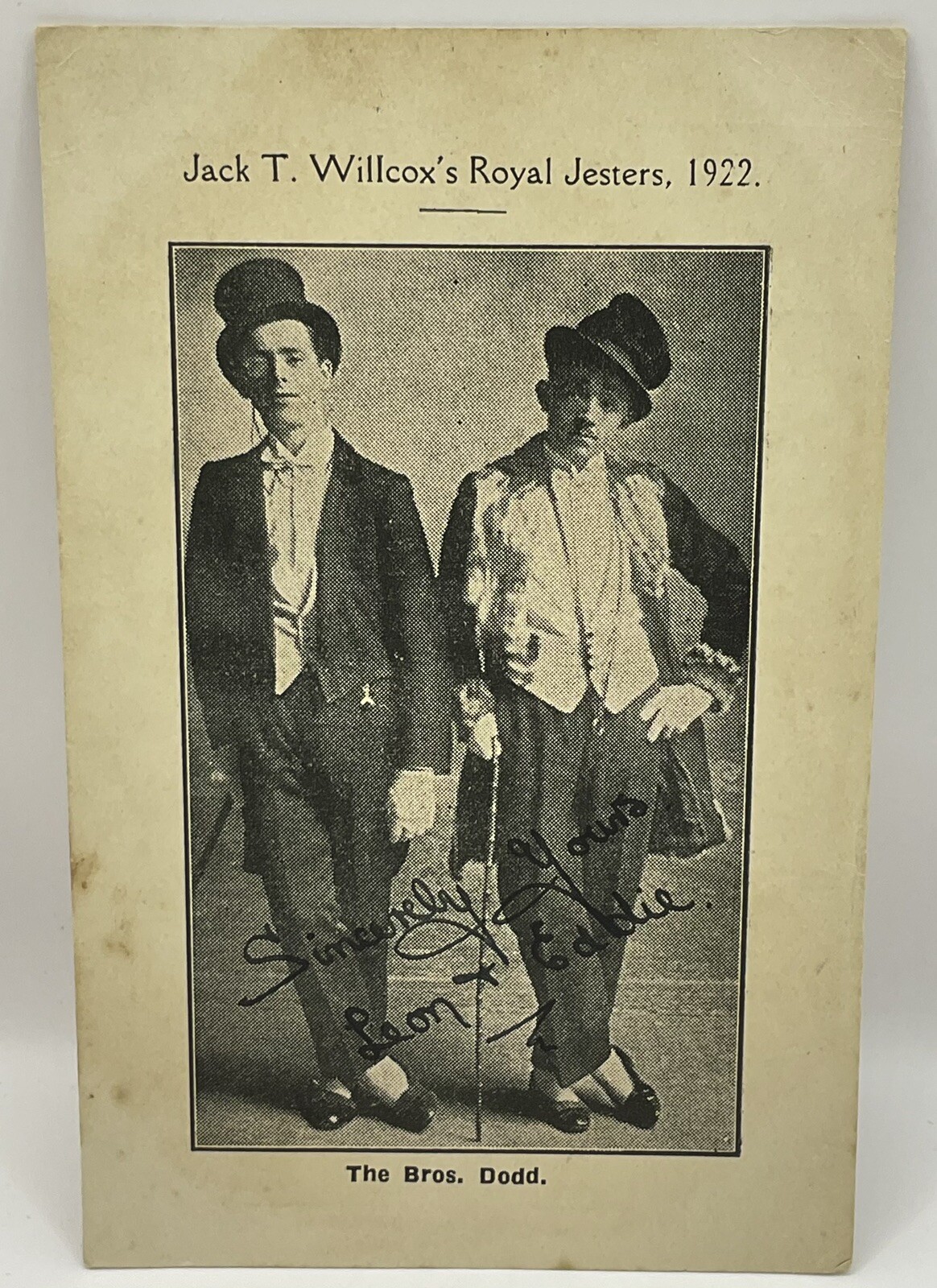 Postcard: Vintage Postcard, Jack T Willcox’s Royal Jesters, 1922. The Bros Dodd.: catalogue image 1